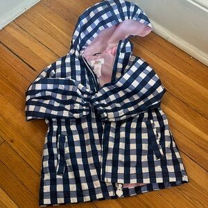 Blue gingham rain coat 2T